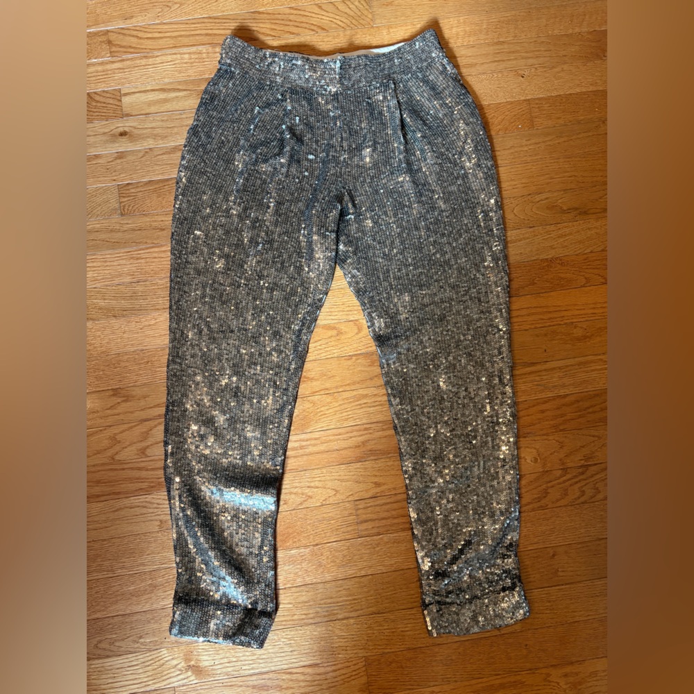 Alice + Olivia Metallic Sequin trouser Pants size 6